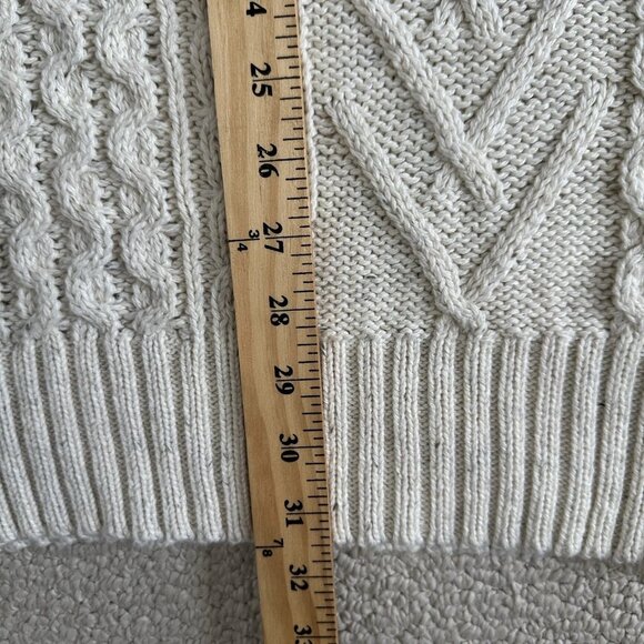 American Eagle Cable Knit Sweater Size XLT Ecru Cotton Fisherman Cream - Picture 6 of 9